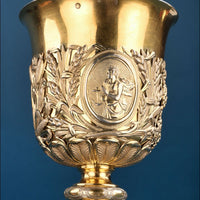 Calice Baroque Ancien Et Patène En Argent Doré 1836
