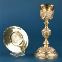 Calice Baroque Ancien Et Patène En Argent Doré 1836