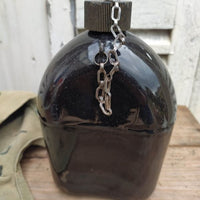Gourde US émaillée et étui USMC WW2 militaria