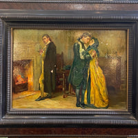 Peinture à l'huile sur bois du XVIIIe siècle intitulée Le porte-morve