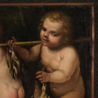 Ancien tableau allegorie angelots huile sur toile