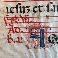 Feuille encadrée d'un antiphonaire, manuscrit enluminé en latin