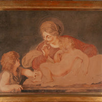 Tableau ancien Aquarelle sur parchemin du XIXe siècle
