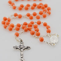 Chapelet en Argent Massif et Perles de Corail