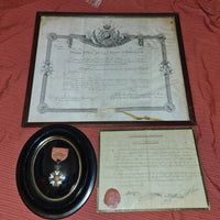 Rare Légion d’Honneur Louis XVIII 1819 –brevet original nominatif et croix ancienne