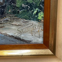 Tableau huile sur toile ancienne l'auberge sous la pluie