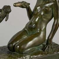 Sculpture en bronze jeune fille au chevreau circa 1926
