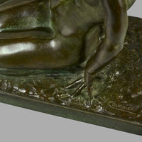 Sculpture en bronze jeune fille au chevreau circa 1926
