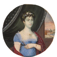 Tableau originale miniature du début du XIXeme siècle et représentant une femme