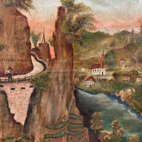 Peinture à l'huile ancienne d'époque Route d'Amden