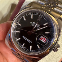 Montre Rolex Datejust 36 mm réf. 116200, cadran noir