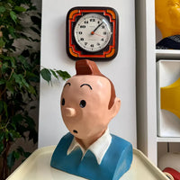 Buste vintage en plâtre peint à la main représentant Tintin