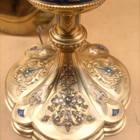 calice en argent doré , emaux , fleurdelysé , diamants fin XIX°