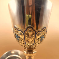 calice en argent doré , emaux , fleurdelysé , diamants fin XIX°