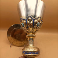 calice en argent doré , emaux , fleurdelysé , diamants fin XIX°