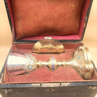 calice en argent doré , emaux , fleurdelysé , diamants fin XIX°