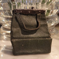 Rare et ancien sac de voyage en cuir de poupée Bleuette Jumeau Bru 1900 HT