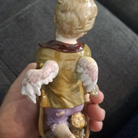 Ancien Sujet Sculpture Ange Statue Porcelaine Meissen Germany 18ème 19ème
