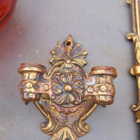 Magnifique paire de lampes , 2 x 2 toupies de piano a petrole tube verre émaillé