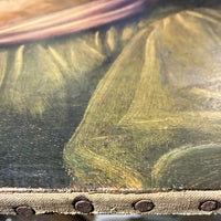 Tableau ancien huile portrait femme reine bijoux renaissance fontaine bleau xvie