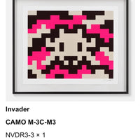 Invader camo m-3c-m3 lithographie signée – édition limitée