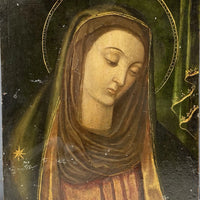 Tableau Religieux Ancien Huile Cuivre Portrait Vierge Renaissance XVIe-XVIIe