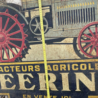 Ancienne Plaque En Tôle Tracteur Agricole DEERING Plaque Publicitaire
