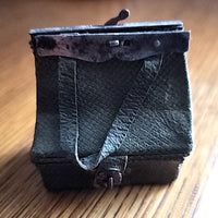Rare et ancien sac de voyage en cuir de poupée Bleuette Jumeau Bru 1900 HT