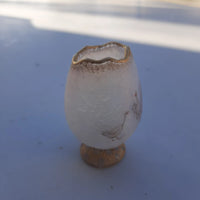 Rare Ancien Petit Vase Daum Nancy Gardeuse D Oies Verre Givré. Bordé D Or.