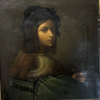 Tableau Ancien Huile Portrait Joueur de Violon Homme Renaissance Raphael XIXe