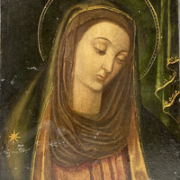 Tableau Religieux Ancien Huile Cuivre Portrait Vierge Renaissance XVIe-XVIIe