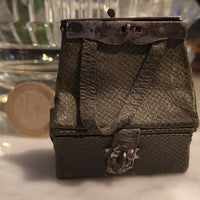 Rare et ancien sac de voyage en cuir de poupée Bleuette Jumeau Bru 1900 HT