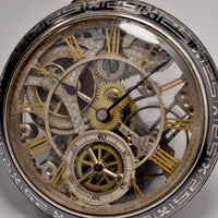 MONTRE ANCIENNE RARE GOUSSET SQUELETTE ARGENT NIELLO 1900 VINTAGE POCKET WATCH