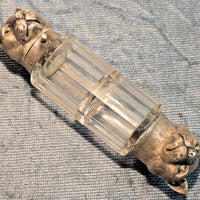 Beau flacon double ancien à parfum et sels en cristal taillé