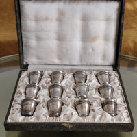 Ancien Coffret Verres à Liqueur Argent Massif Poinçon Minerve XIXe