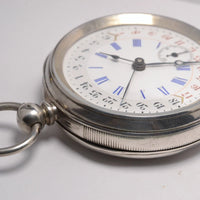 MONTRE GOUSSET ARGENT 3 AIGUILLES 12H ET 24H VINTAGE 1890 POCKET WATCH