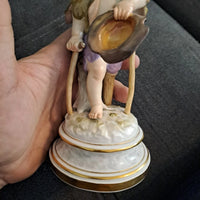 Ancien Sujet Sculpture Ange Statue Porcelaine Meissen Germany 18ème 19ème
