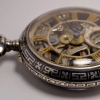 MONTRE ANCIENNE RARE GOUSSET SQUELETTE ARGENT NIELLO 1900 VINTAGE POCKET WATCH