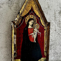 Tableau Ancien Vierge à l’Enfant Jésus Peinture Religieuse Retable Renaissance