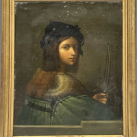 Tableau Ancien Huile Portrait Joueur de Violon Homme Renaissance Raphael XIXe