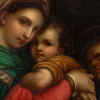 XIXème Huile Tondo sur cuivre d'après le vieux maître italien Raphaël Cadre doré ancien