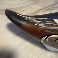 Canard mandarin en bois massif sculpté, leurre vintage du capitaine harry jobes