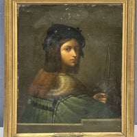 Tableau Ancien Huile Portrait Joueur de Violon Homme Renaissance Raphael XIXe