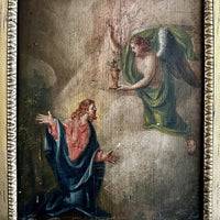 Tableau Ancien Agonie Jésus Christ Jardin des Oliviers Peinture Religieuse 18ème