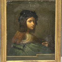 Tableau Ancien Huile Portrait Joueur de Violon Homme Renaissance Raphael XIXe
