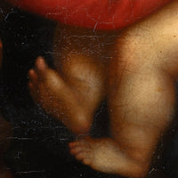 XIXème Huile Tondo sur cuivre d'après le vieux maître italien Raphaël Cadre doré ancien