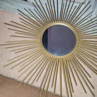 Chaty Vallauris grand miroir soleil métal doré Miroir Plat