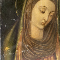 Tableau Religieux Ancien Huile Cuivre Portrait Vierge Renaissance XVIe-XVIIe
