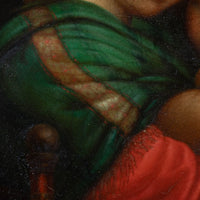 XIXème Huile Tondo sur cuivre d'après le vieux maître italien Raphaël Cadre doré ancien