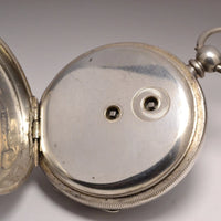 MONTRE GOUSSET ARGENT 3 AIGUILLES 12H ET 24H VINTAGE 1890 POCKET WATCH